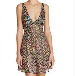 Free People Intimately Forget Me Not Chemise Rainbow Metallic Lace Size L